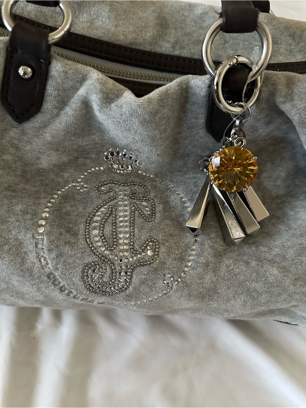 Y2K Juicy Couture Bowler Bag “Grey and Brown Leather” - Picture 4 of 11